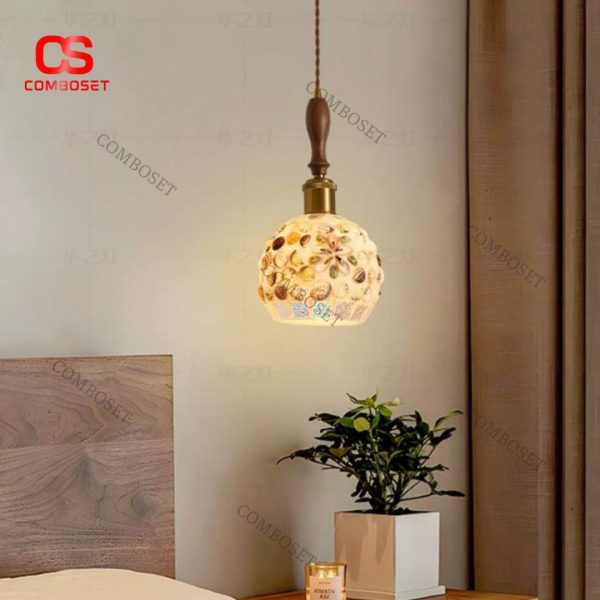Đèn Thả Vỏ Sò Thủy Tinh Họa Tiết Biển Ánh Sáng Ấm Decor Resort, Đảo Bếp, Trang Trí Phòng Khách