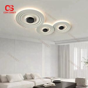 Đèn Trần Gợn Sóng 3D Hình Tròn Màu Trắng Nghệ Thuật Trang Trí Nội Thất Tối Giản Sang Trọng