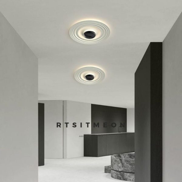 Đèn Trần Gợn Sóng 3D Hình Tròn Màu Trắng Nghệ Thuật Trang Trí Nội Thất Tối Giản Sang Trọng