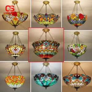 Đèn Trần Hoa Văn Kính Màu Nghệ Thuật Cho Biệt Thự, Nhà Hàng Cổ Điển Luxury Phong Cách Châu Âu