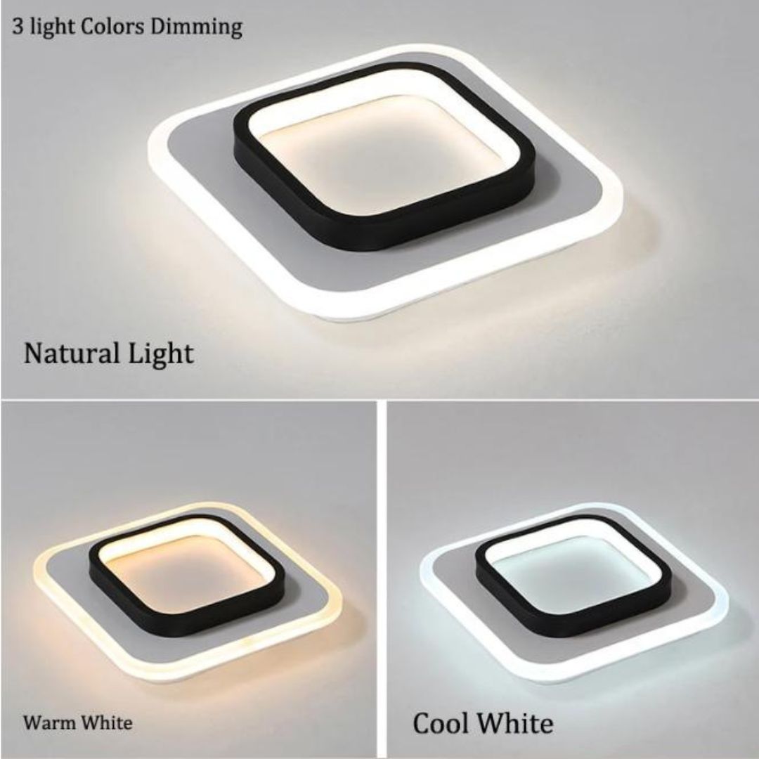 Đèn Trần LED Vuông Hiện Đại 2 Màu Trắng và Đen Thiết Kế Sang Trọng 3 Chế Độ Sáng Lối Đi, Hành Lang
