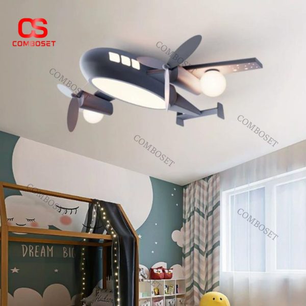 Đèn Trần Máy Bay 3 Cánh Động Cơ Mô Hình 3D 3 Chế Độ Sáng Cho Phòng Ngủ Bé, Quà Tặng Sinh Nhật