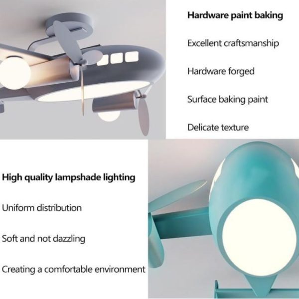 Đèn Trần Máy Bay 3 Cánh Động Cơ Mô Hình 3D 3 Chế Độ Sáng Cho Phòng Ngủ Bé, Quà Tặng Sinh Nhật