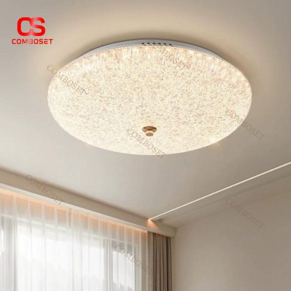 Đèn Trần Tròn Acrylic Trong Suốt Lấp Lánh Như Pha Lê Trang Trí Phòng Khách, Phòng Ngủ