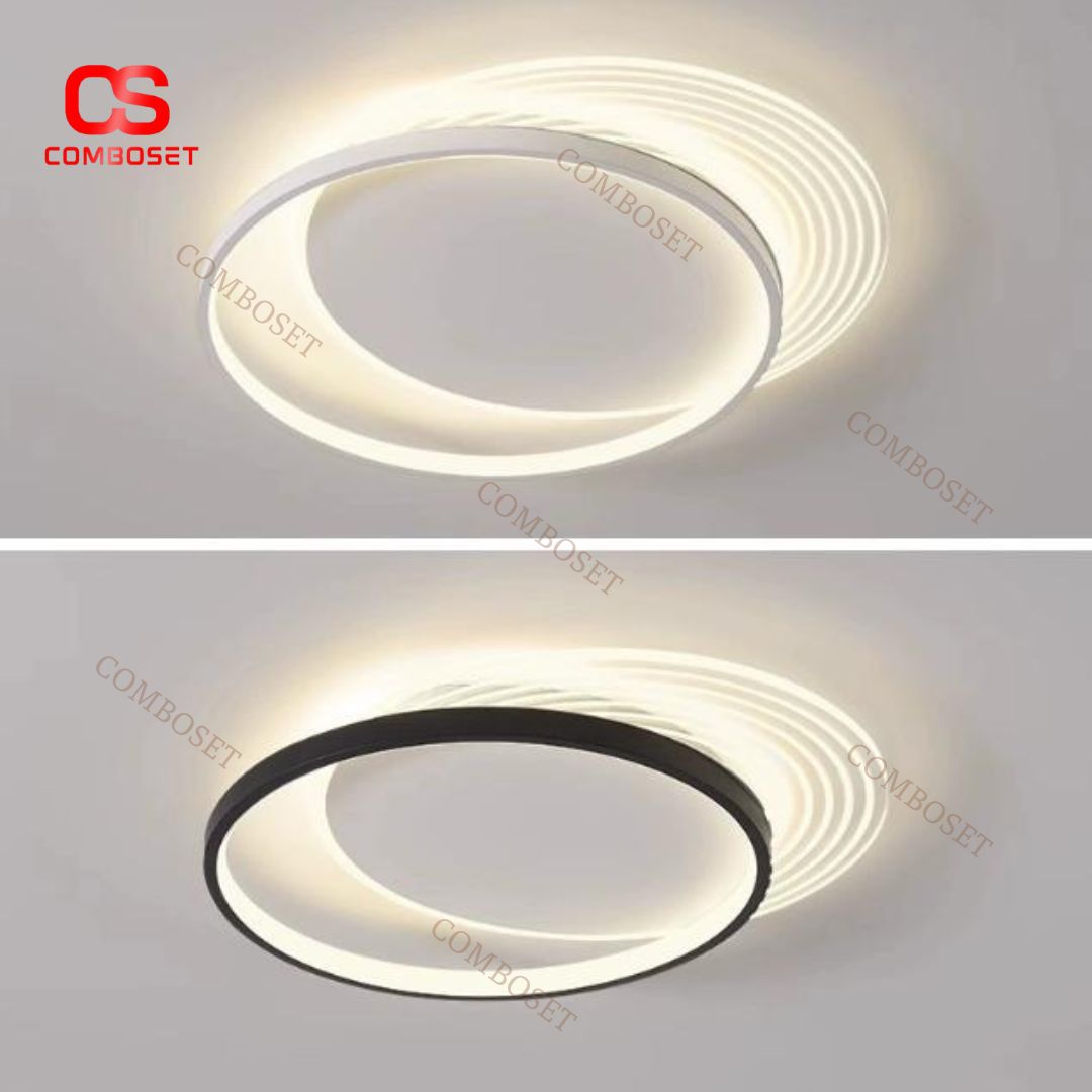 Đèn Trần Vòng Tròn Xoắn Kép Thiết Kế Tối Giản, Sang Trọng Trang Trí Phòng Khách, Phòng Ngủ