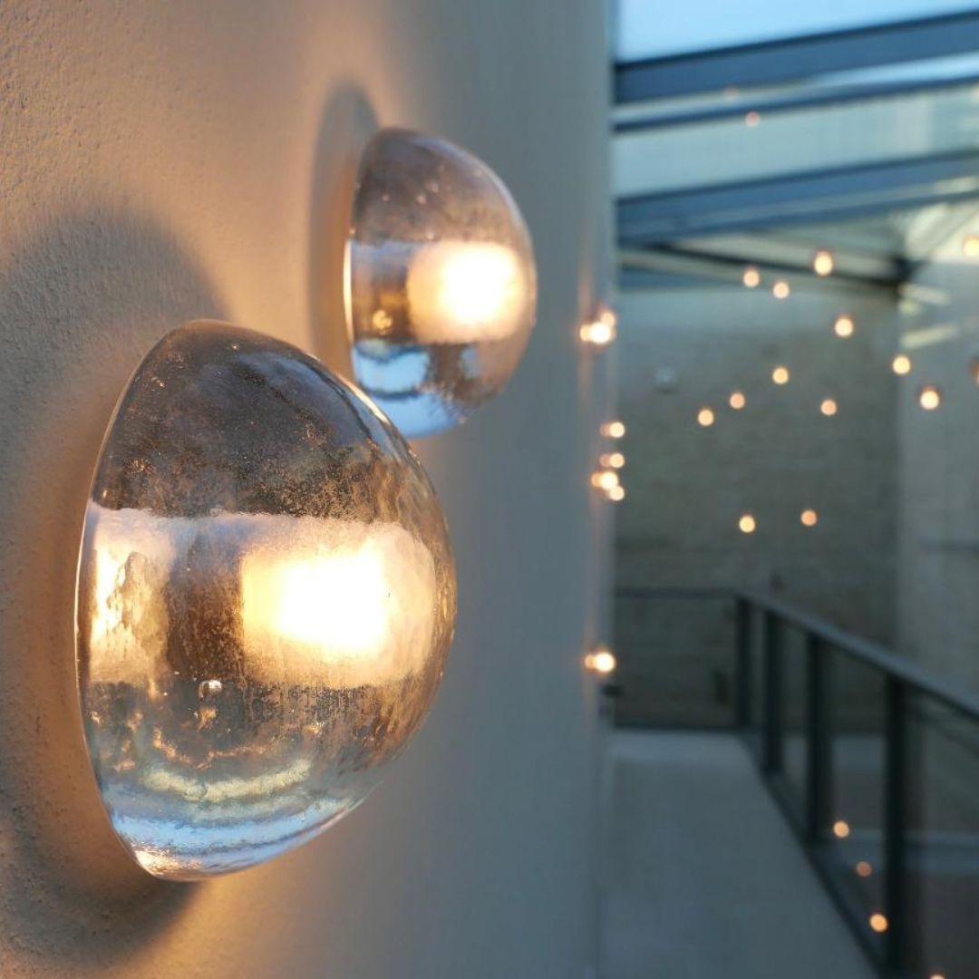 Đèn Tường Bán Nguyệt Thuỷ Tinh Trong Suốt, Chống Thấm Nước, Thiết Kế Tối Giản Cho Hành Lang & Cầu Thang