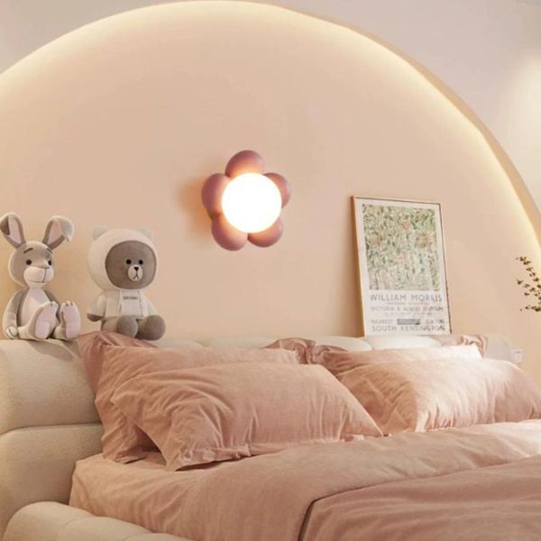 Đèn Tường Hoa 5 Cánh Màu Trắng Hồng Cute Phong Cách Hàn Quốc, 3 Chế Độ Sáng Cho Phòng Ngủ