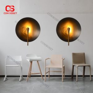 Đèn Tường Kim Loại Cao Cấp Thiết Kế Tròn Nghệ Thuật Phong Cách Công Nghiệp, Ánh Sáng Vàng Ấm