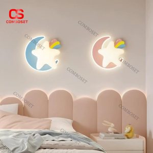Đèn Tường Ngôi Sao Sáng 3 Chế Độ Màu Xanh, Hồng Decor Phòng Ngủ Cho Bé Trai, Bé Gái Dễ Thương
