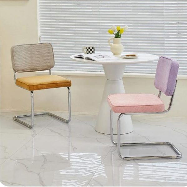 Ghế Ăn Khung Inox Bọc Nệm Nhung Tăm Nhiều Màu Vintage Hiện Đại Decor Quán Cafe, Bàn Làm Việc