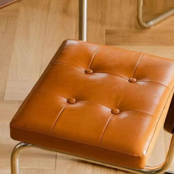 Ghế Ăn Khung Thép Mạ Chrome Nệm Da Tựa Mây Retro Decor Bàn Ăn, Bàn Làm Việc