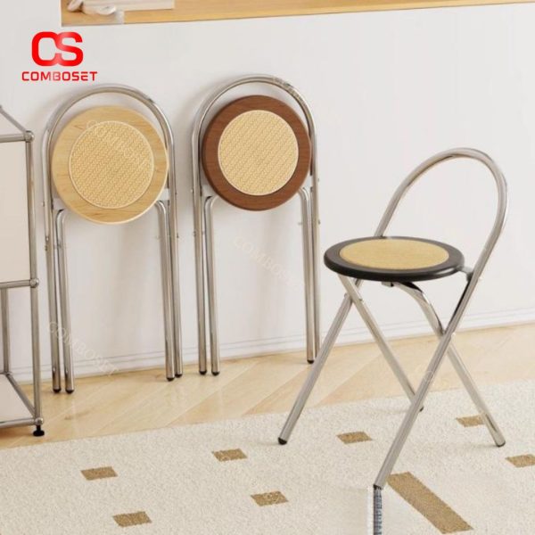 Ghế Đẩu Mây Gấp Gọn Di Động Decor Quầy Bar, Đảo Bếp, Quán Cafe, Picnic