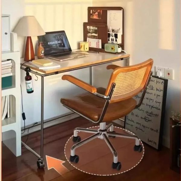 Ghế Xoay Tựa Lưng Mây Bọc Nệm Da Hiện Đại Thiết Kế Vintage Cho Phòng Học, Bàn Ăn