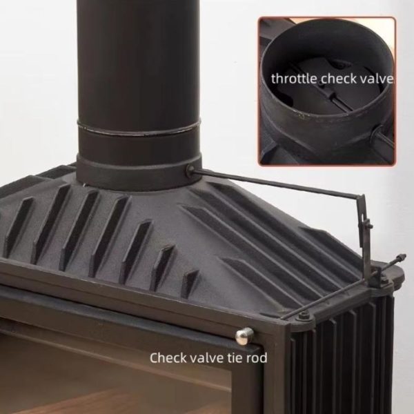 Lò Sưởi Cửa Kính Gang Đúc Cao Cấp Màu Đen Hiện Đại, Có Ống Khói Decor Lễ Giáng Sinh, Phòng Khách Châu Âu