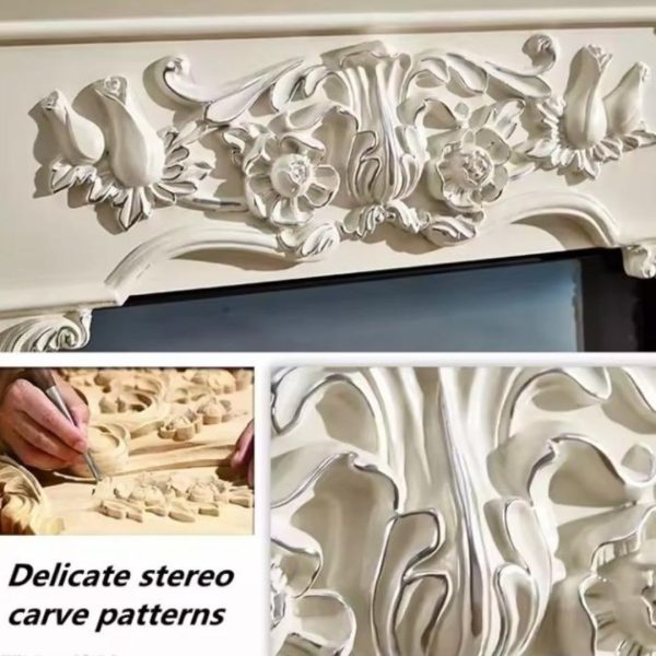 Lò Sưởi Tân Cổ Điển Màu Trắng Ngà Gỗ Điêu Khắc Sang Trọng, Decor Phòng Khách Đẹp Mắt