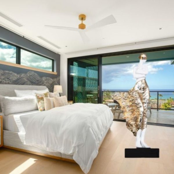 Tượng Trang Trí Nữ Thần Váy Ánh Kim Phong Cách Châu Âu Decor Showroom, Triển Lãm, Sảnh Khách Sạn