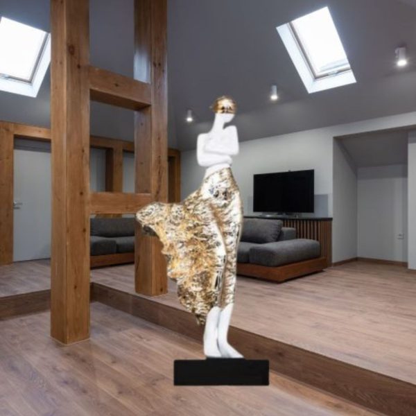 Tượng Trang Trí Nữ Thần Váy Ánh Kim Phong Cách Châu Âu Decor Showroom, Triển Lãm, Sảnh Khách Sạn
