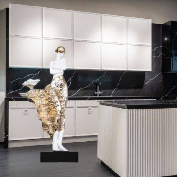 Tượng Trang Trí Nữ Thần Váy Ánh Kim Phong Cách Châu Âu Decor Showroom, Triển Lãm, Sảnh Khách Sạn
