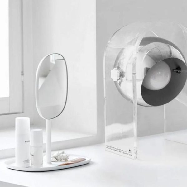 Đèn Bàn Acrylic Trong Suốt Chao Kim Loại Mạ Bạc Phong Cách Bauhaus Chiếu Sáng Phòng Ngủ, Bàn Học