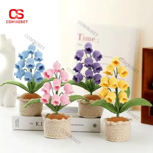 Đèn Bàn Chậu Hoa Linh Lan Đan Len Bằng Tay Thủ Công Nhiều Màu Làm Quà Tặng Sinh Nhật