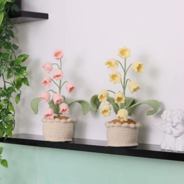 Đèn Bàn Chậu Hoa Linh Lan Đan Len Bằng Tay Thủ Công Nhiều Màu Làm Quà Tặng Sinh Nhật