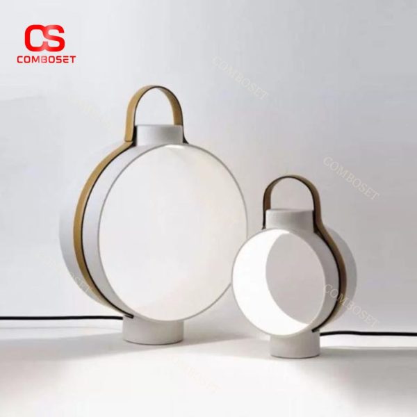 Đèn Bàn Hình Khối Tròn Tối Giản Thiết Kế Tay Cầm Tối Giản Phong Cách Bắc Âu