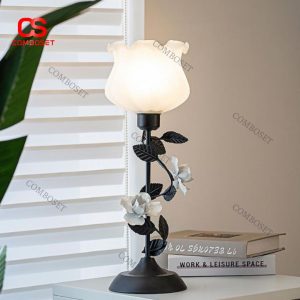 Đèn Bàn Hoa Hồng Cách Điệu 3 Chế Độ Sáng Sang Trọng, Chiếu Sáng Bàn Làm Việc, Nội Thật Cổ Điển