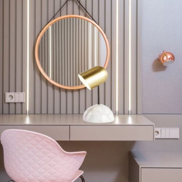 Đèn Bàn Kim Loại Chân Đá Marble Sang Trọng Thiết Kế Tối Giản Xu Hướng Nội Thất Hiện Đại