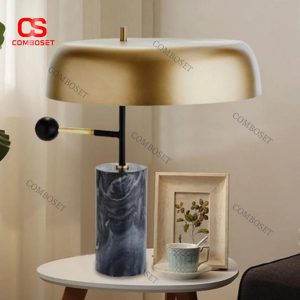 Đèn Bàn Kim Loại Chân Đá Vân Mây Decor Bàn Làm Việc Phong Cách Industrial