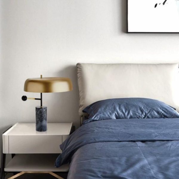 Đèn Bàn Kim Loại Chân Đá Vân Mây Decor Bàn Làm Việc Phong Cách Industrial