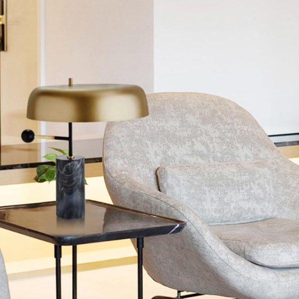 Đèn Bàn Kim Loại Chân Đá Vân Mây Decor Bàn Làm Việc Phong Cách Industrial