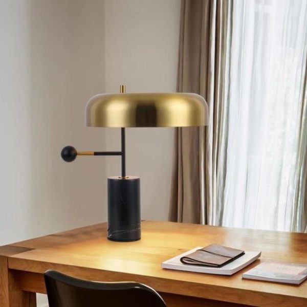 Đèn Bàn Kim Loại Chân Đá Vân Mây Decor Bàn Làm Việc Phong Cách Industrial