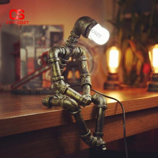 Đèn Bàn Mô Phỏng Robot Phong Cách Công Nghiệp, Ánh Sáng Vàng, Làm Quà Tặng Sinh Nhật