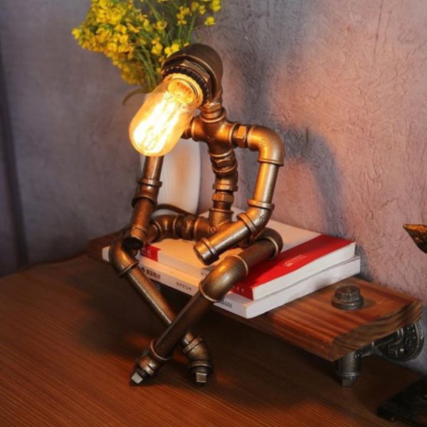 Đèn Bàn Mô Phỏng Robot Phong Cách Công Nghiệp, Ánh Sáng Vàng, Làm Quà Tặng Sinh Nhật