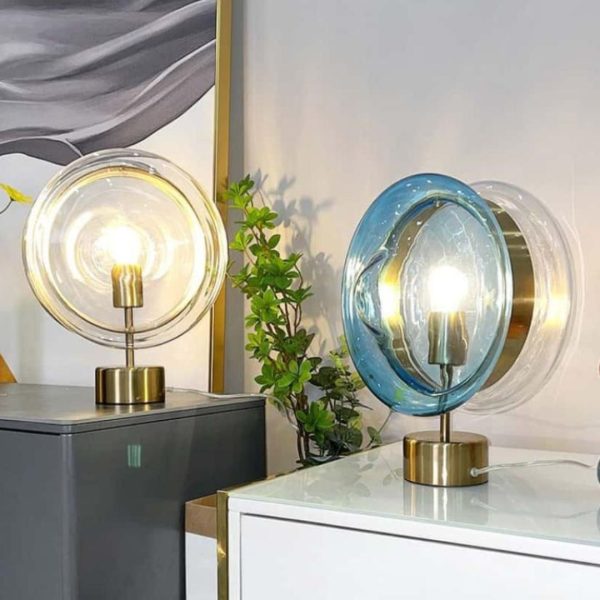 Đèn Bàn Thủy Tinh Hình Tròn Cao Cấp Trang Trí Phòng Khách, Phòng Ngủ, Studio Nghệ Thuật