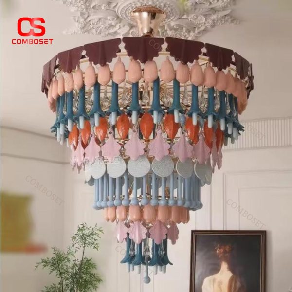 Đèn Chùm Gốm Màu Sắc Cao Cấp Phong Cách Retro Cho Không Gian Nội Thất