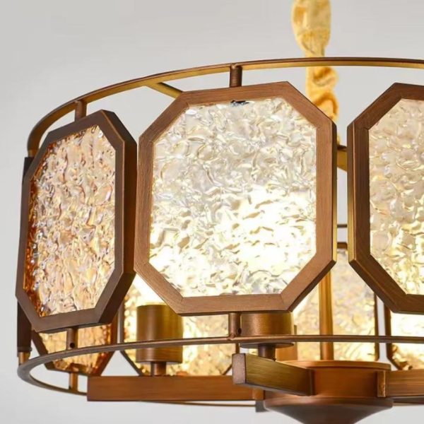 Đèn Chùm Khung Sắt Chao Acrylic Cao Cấp Cho Phòng Khách, Quán Cafe Phong Cách Trung Quốc