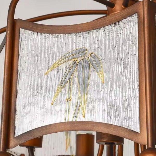 Đèn Chùm Khung Sắt Chao Acrylic Cao Cấp Cho Phòng Khách, Quán Cafe Phong Cách Trung Quốc