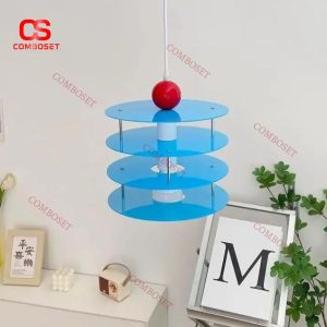 Đèn Chùm Tấm Acrylic Tròn Xanh 4 Lớp Decor Homestay, Phòng Ngủ, Phòng Khách