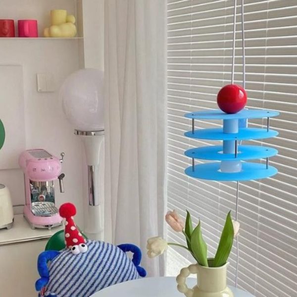 Đèn Chùm Tấm Acrylic Tròn Xanh 4 Lớp Decor Homestay, Phòng Ngủ, Phòng Khách
