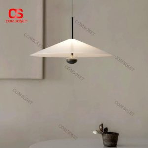Đèn Chùm Thả Hình Nón Acrylic Trắng Tối Giản, Ánh Sáng Trung Tính Decor Đầu Giường Ngủ