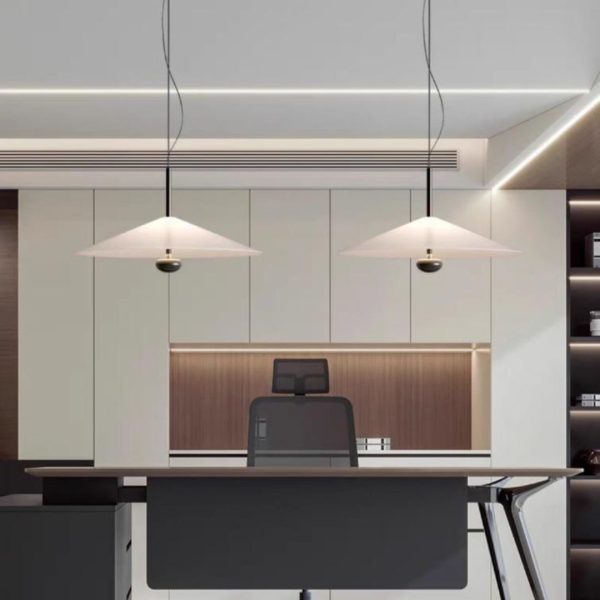 Đèn Chùm Thả Hình Nón Acrylic Trắng Tối Giản, Ánh Sáng Trung Tính Decor Đầu Giường Ngủ