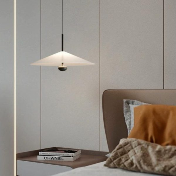 Đèn Chùm Thả Hình Nón Acrylic Trắng Tối Giản, Ánh Sáng Trung Tính Decor Đầu Giường Ngủ