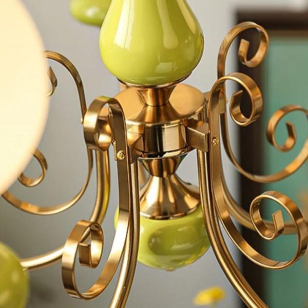 Đèn Chùm Xanh Lá Chao Thủy Tinh Thân Kim Loại Bền Đẹp Phòng Khách Đẳng Cấp