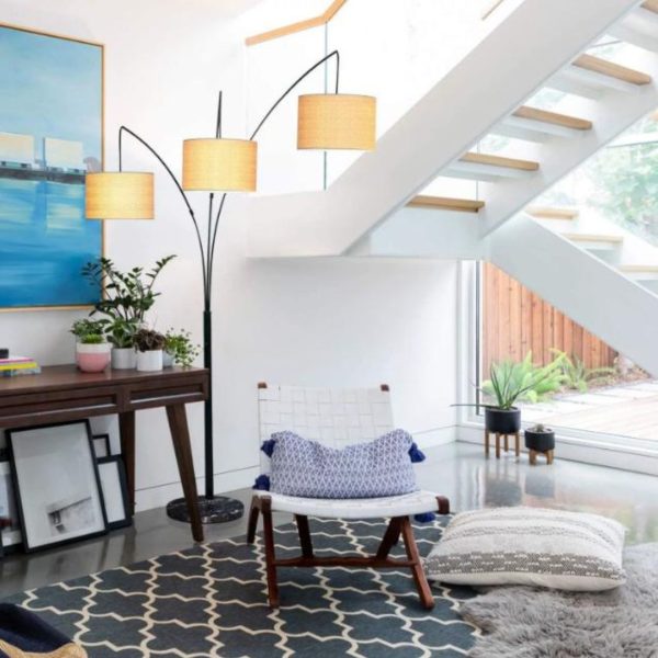 Đèn Sàn 3 Chụp Vải Lanh Cổ Điển Decor Phòng Khách, Phòng Ngủ, Phòng Thiền