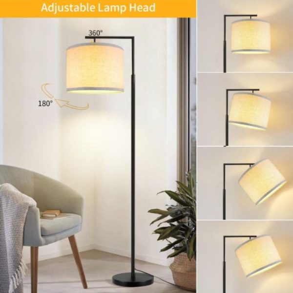 Đèn Sàn Tối Giản Xoay 360 Độ, Chụp Vải Trụ Tròn 3 Chế Độ Sáng Decor Phòng Khách, Đọc Sách