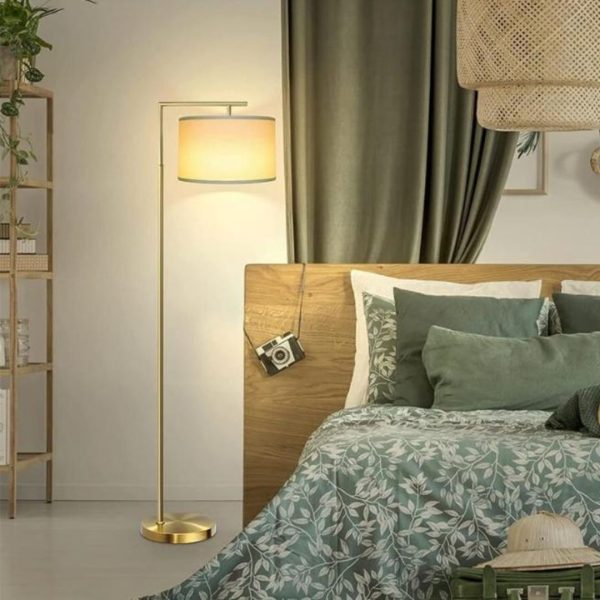 Đèn Sàn Tối Giản Xoay 360 Độ, Chụp Vải Trụ Tròn 3 Chế Độ Sáng Decor Phòng Khách, Đọc Sách