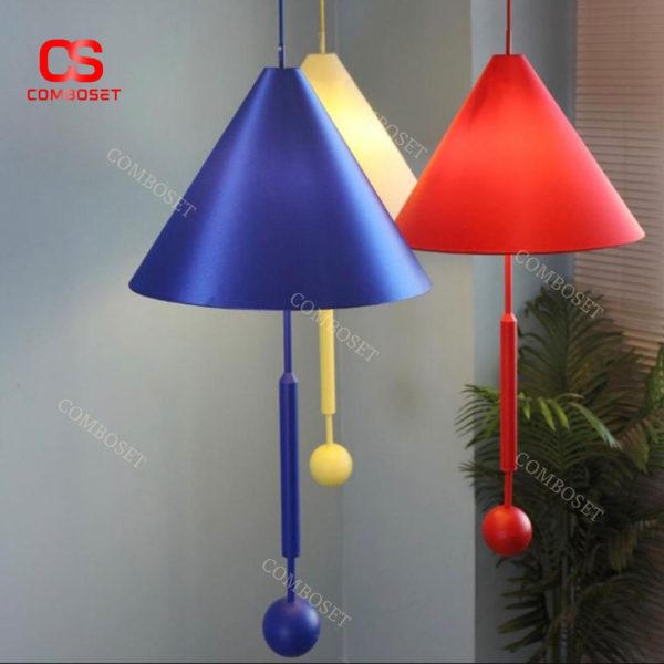 Đèn Thả Hình Nón Kim Loại Màu Đỏ, Xanh, Vàng Decor Không Gian Nghệ Thuật Cho Quán Cafe, Nhà Hàng