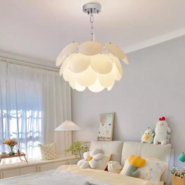 Đèn Thả Trần Đĩa Thủy Tinh Trắng Decor Phòng Ngủ Phòng Khách Hiện Đại