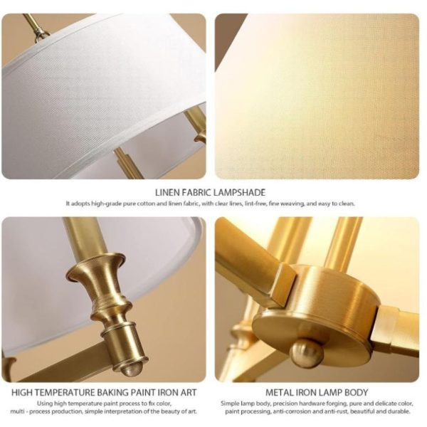 Đèn Thả Trần Vintage Chụp Vải Khung Kim Loại 3 Chế Độ Sáng Decor Nội Thất Cổ Điển